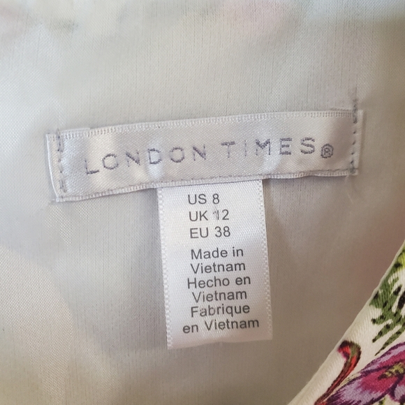 London Times floral/paisley print sleeveless sheath dress stretch cotton size 8 - Picture 7 of 11